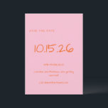 Handwritten Simple Minimalist Wedding Pink Orange Save The Date<br><div class="desc">Handwritten Simple Minimalist Pink Orange Wedding Save the Date</div>