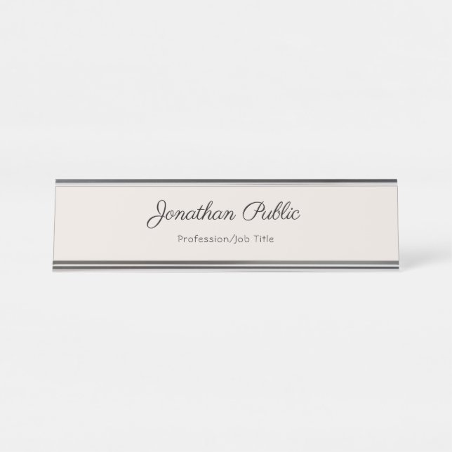 Handwritten Simple Professional Elegant Template Desk Name Plate (Front)