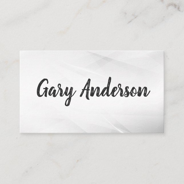 Handwritten Style | White Abstract Background Business Card (Front)