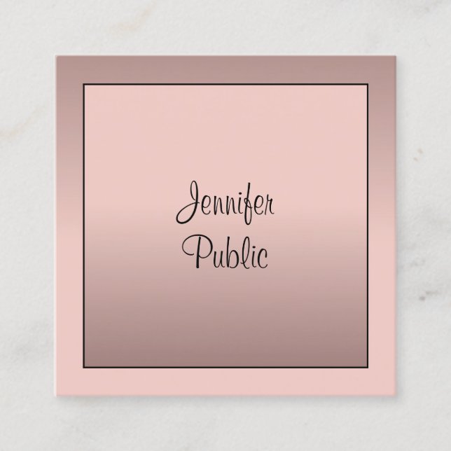 Handwritten Template Modern Elegant Professional Square Business Card (Front)