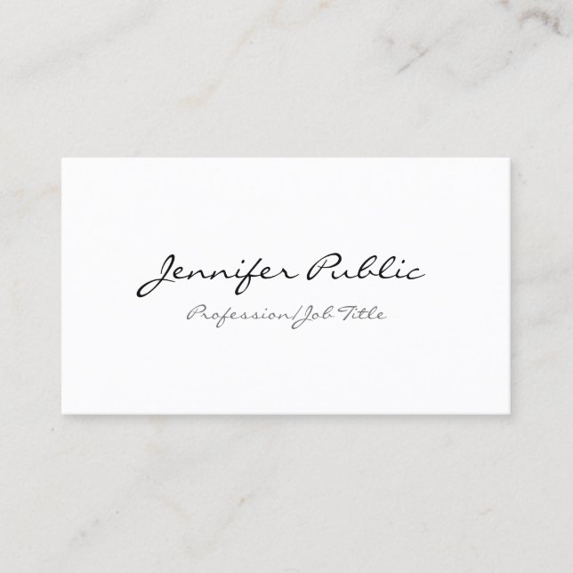 Handwritten Text Modern Minimalist Template Trendy Business Card (Front)