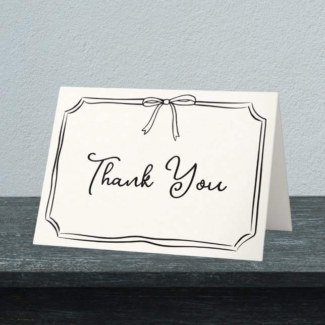 Handwritten Thank You Card Cute Chic Coquette Bow  (Creator Uploaded)
