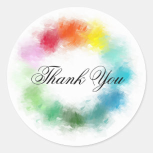 Handwritten Thank You Colourful Template Modern Classic Round Sticker