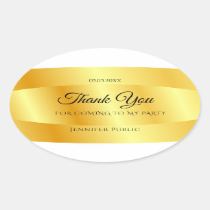Handwritten Thank You Text Gold Look Template Oval Sticker