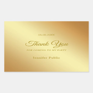 Handwritten Thank You Text Gold Template Elegant Rectangular Sticker