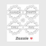 Handwritten Transparent Floral Personalised Name<br><div class="desc">Set of four cute custom name stickers with a greenery element. You can order as many sheets of name stickers decals as you need. All names on the stickers can be easily transformed into another name of your choice or any other text. It is also possible to change font's and...</div>