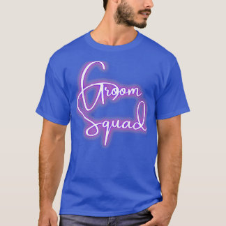 Handwritten Type Groom Squad Purple Design Shadow T-Shirt