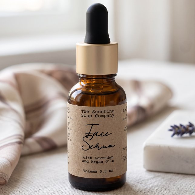 Handwritten Typed Look Kraft Dropper Bottle Label (Creator Uploaded)