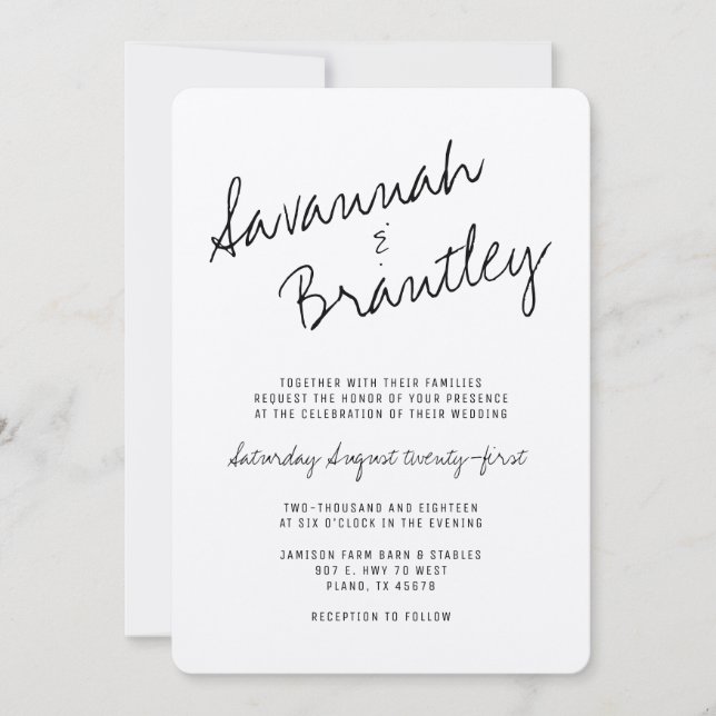 Handwritten Typography Kraft Wedding Invitation (Front)