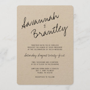 Handwritten Typography Kraft Wedding Invitation