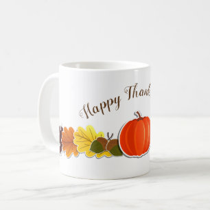 Handwritten typography pumpkin leaves Thanksgiving Coffee Mug