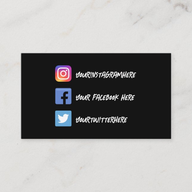 Handwritten Vintage Instagram Twitter Facebook Business Card (Front)