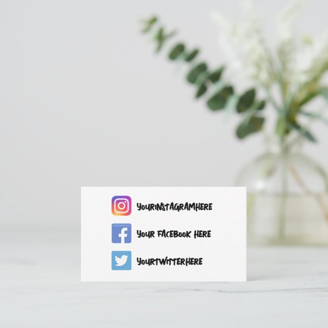Handwritten Vintage Instagram Twitter Facebook Business Card (Standing Front)