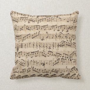 Handwritten Vintage Sheet Music Throw Pillow
