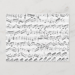 Handwritten Vintage Sheet Music White Postcard