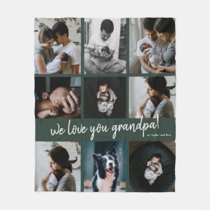 Handwritten We Love You Grandpa 9 Photo Fleece Blanket
