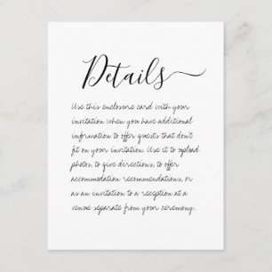 Handwritten Wedding Details Enclosure Card