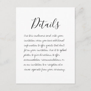 Handwritten Wedding Details Enclosure Card