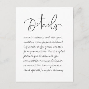 Handwritten Wedding Details Enclosure Card
