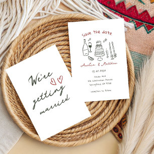 Handwritten Wedding Doodle couple Whimsical Invitation
