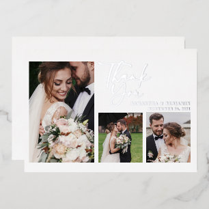 Handwritten Wedding Photo Foil Thank You Card