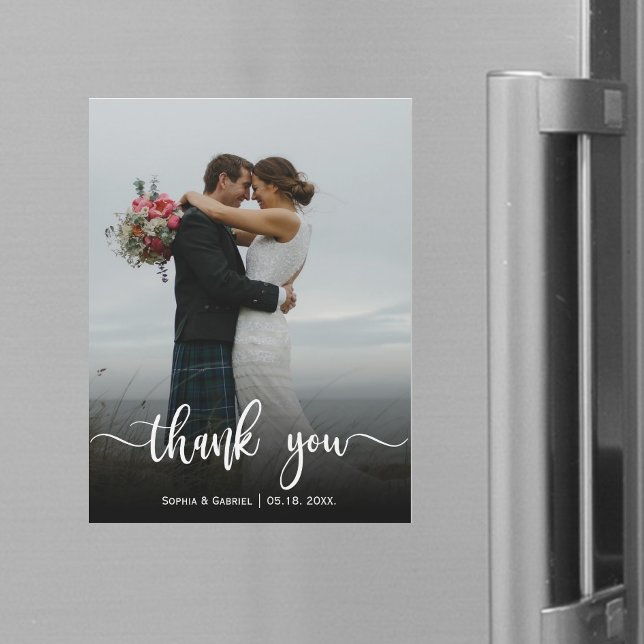 Handwritten Wedding Photo Thank You Magnetic Card (Creator Uploaded)