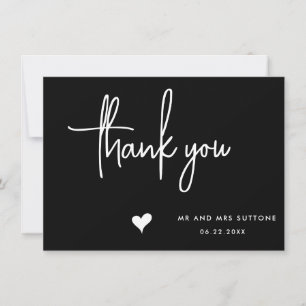 Handwritten wedding thank you card, simple design