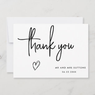 Handwritten wedding thank you card, simple design card