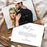 Handwritten Wedding Thank You Photo Minimalist<br><div class="desc">Wedding Thank You Cards that have a photo on the front and back. The Thank you cards contain a modern white and Black hand lettered cursive script typography that are elegant,  simple and modern to use after you minimalist simple wedding day celebration.</div>
