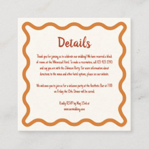 Handwritten Whimsical 70s Border Wedding Details Enclosure Card