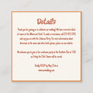 Handwritten Whimsical 70s Border Wedding Details  Enclosure Card
