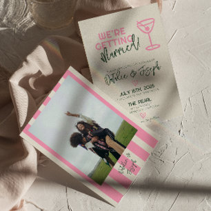 Handwritten Whimsical Pastel Summer Photo Wedding Invitation