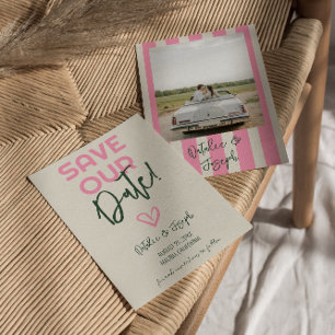 Handwritten Whimsical Pastel Summer Photo Wedding Save The Date