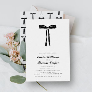 Handwritten Whimsical Quirky Bow Wedding Invitation