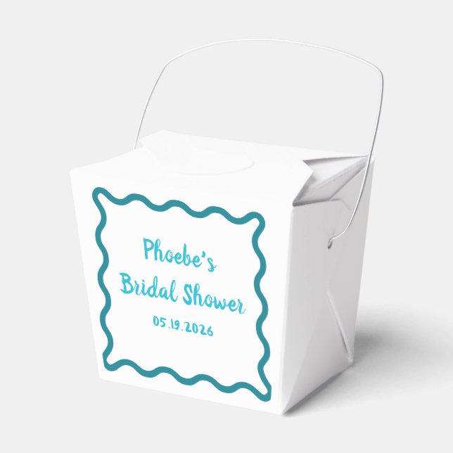 Handwritten Whimsical Wavy Border Bridal Shower Favour Box (Front Side)