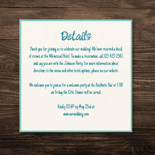 Handwritten Whimsical Wavy Border Wedding Details Enclosure Card