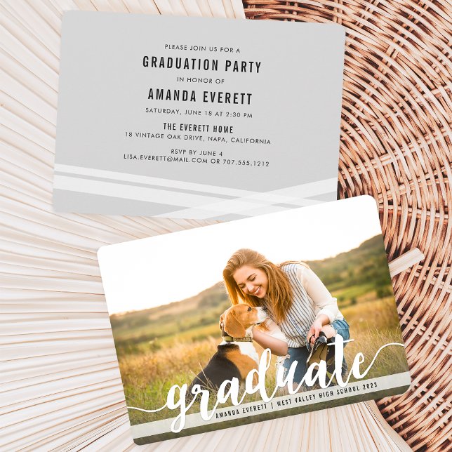 Handwritten White | Photo Graduation Announcement (Creator Uploaded)
