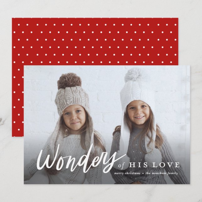 Handwritten Wonders of His Love Religious Holiday Card (Front/Back)