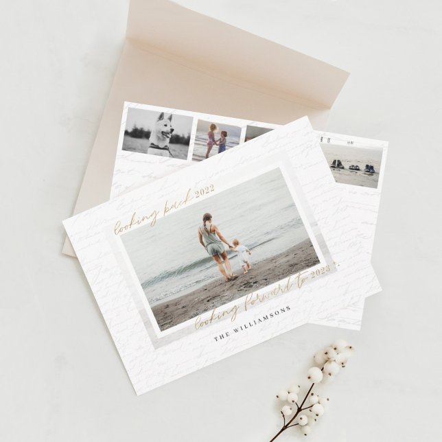 Handwritten Year in Review Letter Scrapbook Photos Holiday Card (Creator Uploaded)