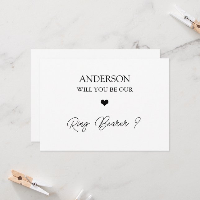 HandwrittenScript  Heart Ring Bearer Proposal Card (Front/Back In Situ)