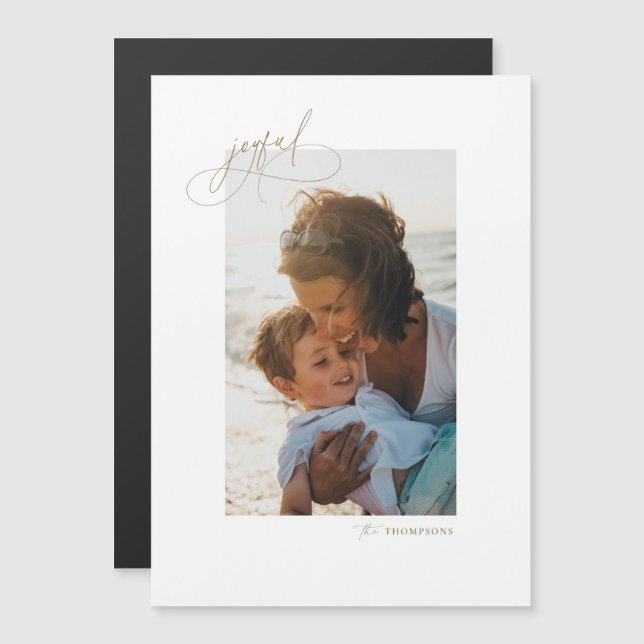 Handwritting Joyful Minimalist Holiday Photo Card (Front/Back)