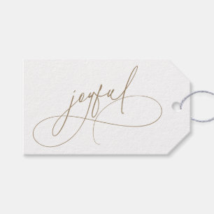 Handwritting Joyful Minimalist White & Gold Gift Tags