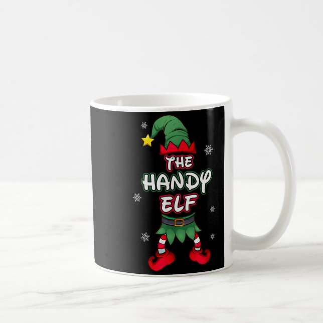 Handy Elf Christmas Pajamas Pjs Matching Family Gr Coffee Mug (Right)