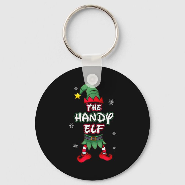 Handy Elf Christmas Pajamas Pjs Matching Family Gr Key Ring (Front)