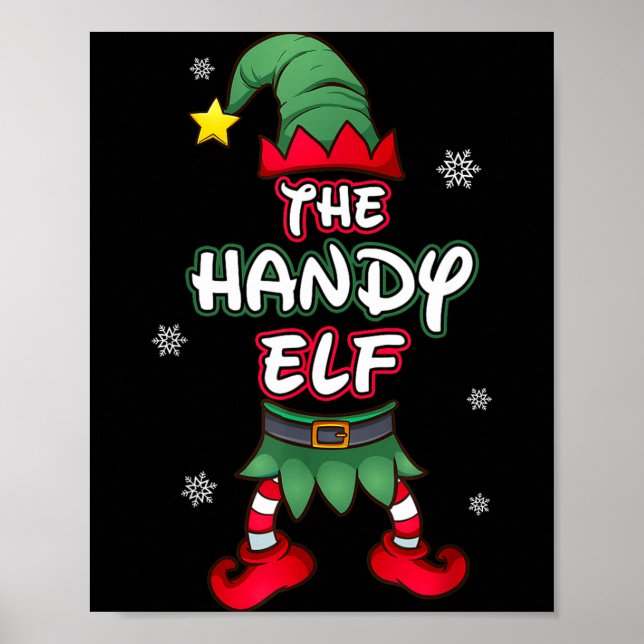 Handy Elf Christmas Pajamas Pjs Matching Family Gr Poster (Front)