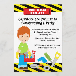 Handy Fix It Boys Birthday Invitation