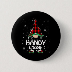 Handy Gnome Buffalo Plaid Matching Family Christma 6 Cm Round Badge