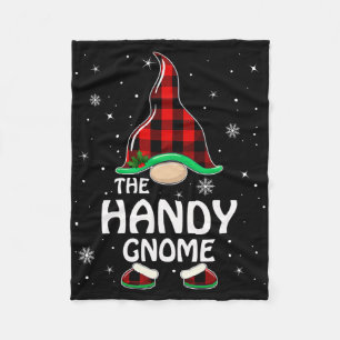 Handy Gnome Buffalo Plaid Matching Family Christma Fleece Blanket