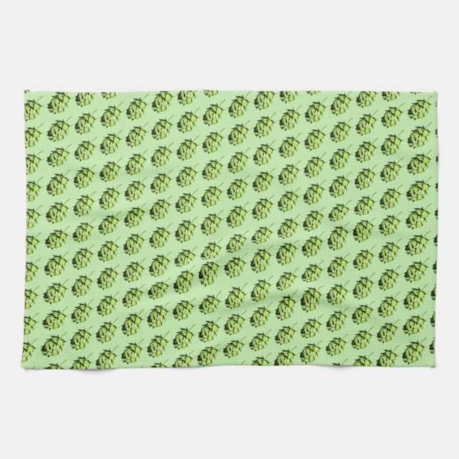 Handy Hops - Beer Lover's Dish Towel, inky design Tea Towel (Horizontal)