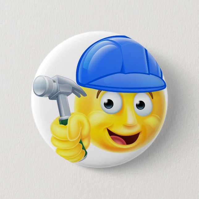 Handy Man Carpenter Builder Emoji Emoticon 6 Cm Round Badge (Front)